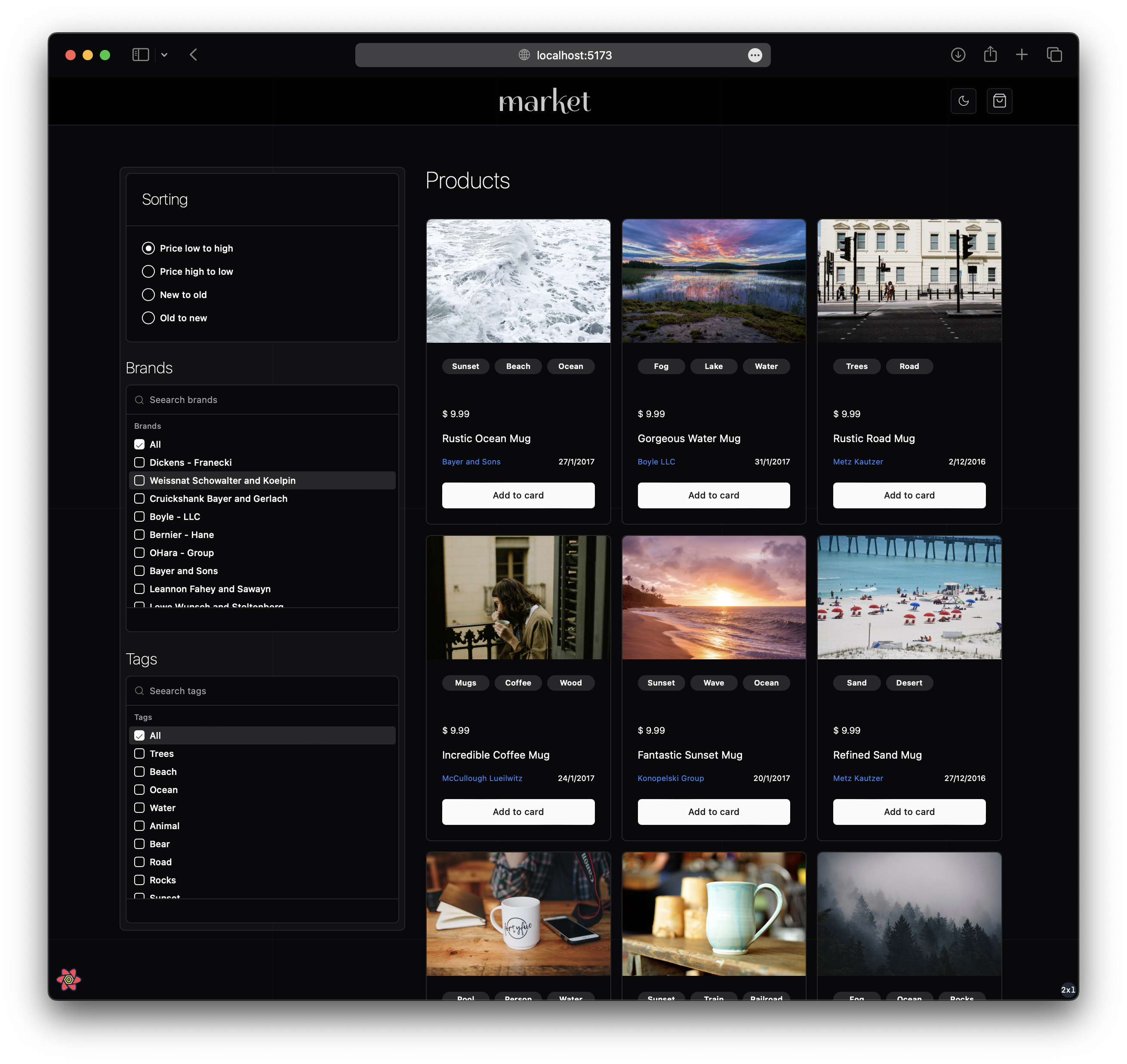 Market archive project screenshot