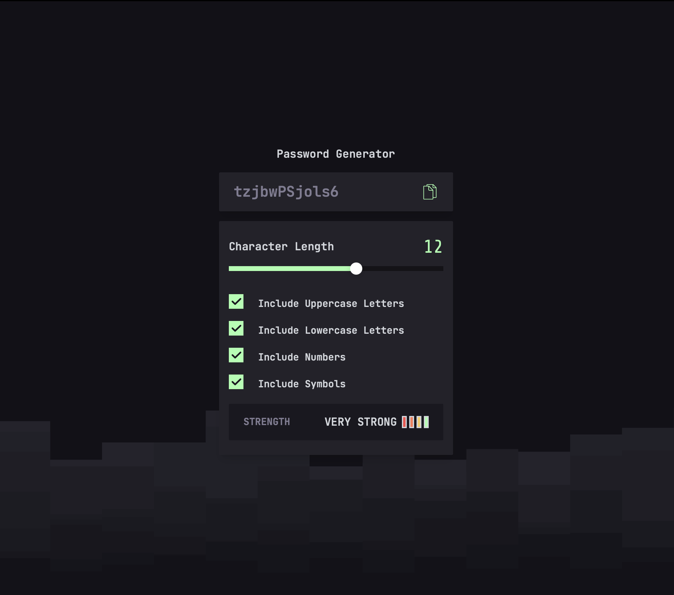 Password generator archive project screenshot